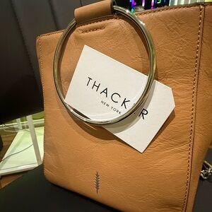 Thacker New York Camel Tote with Silver Ring Handle